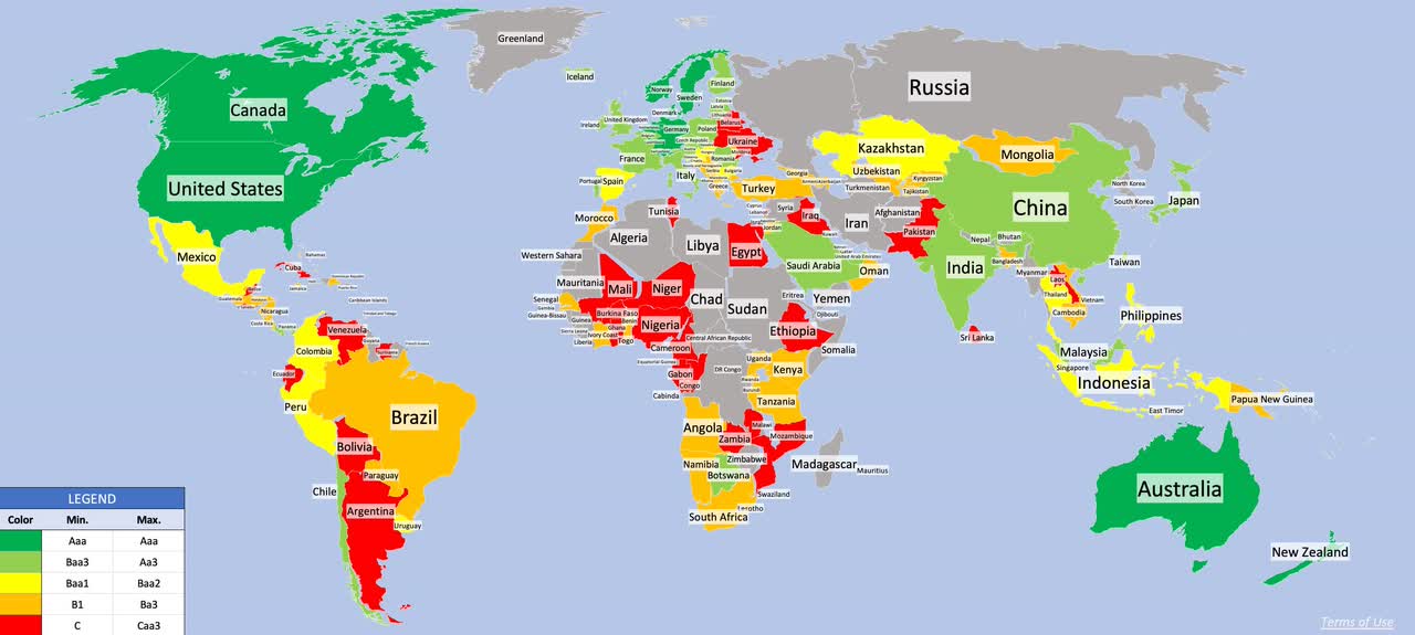Moody's Sovereign Ratings in July 2024; Source: Moody's