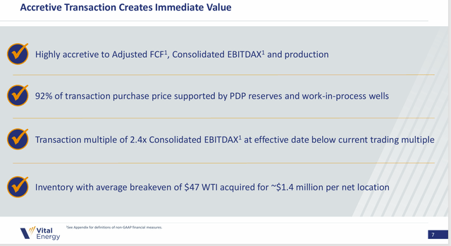 Vital Energy Summary Of Acquisition Benefits