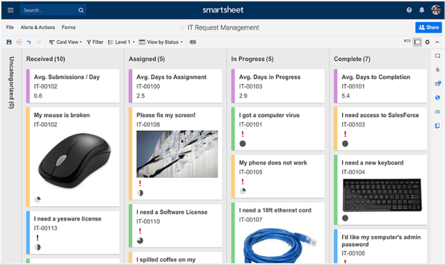 Smartsheet card View