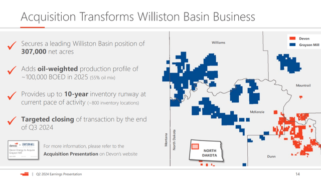 Benefits from the Williston Basin deal