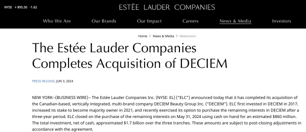 fonte: site da Estée Lauder