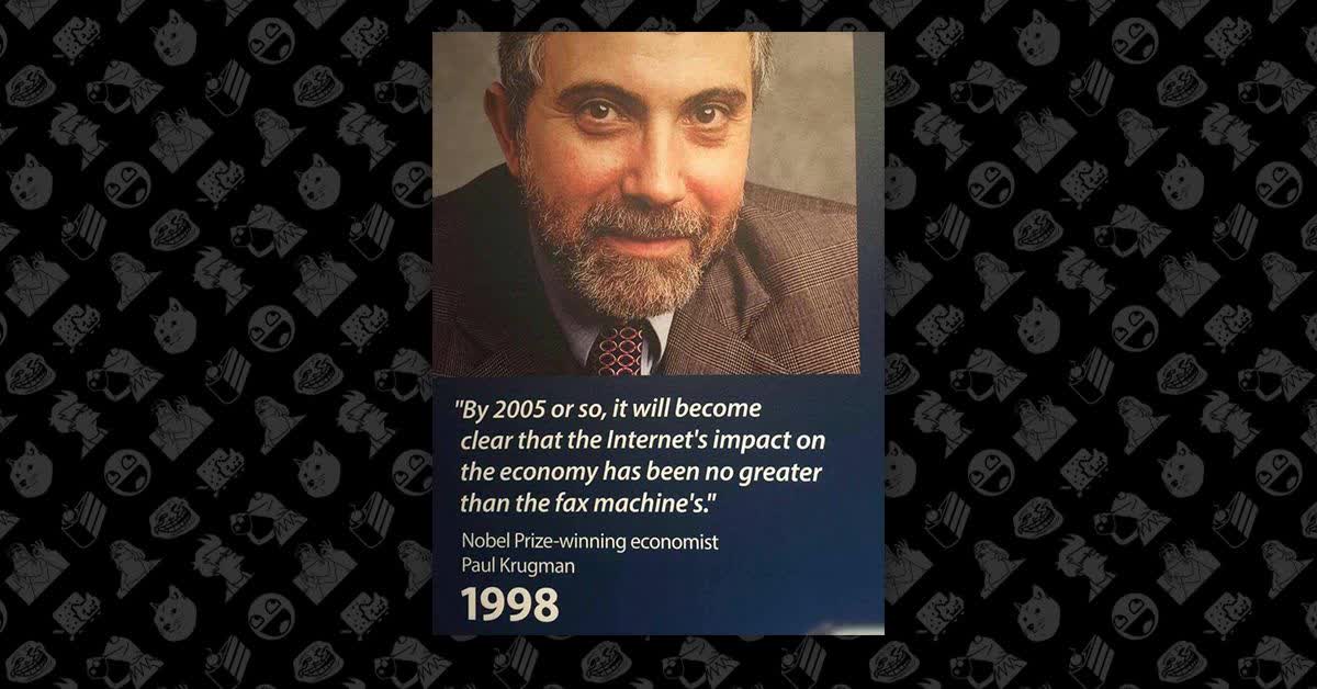 Paul Krugman saying the internet will have little impact on the economy