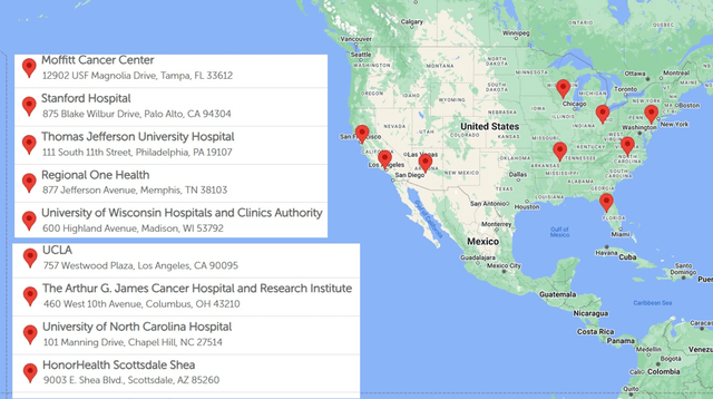 map of hospitals treating people with php