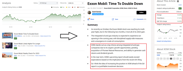 Seeking Alpha, my coverage of XOM, notes added