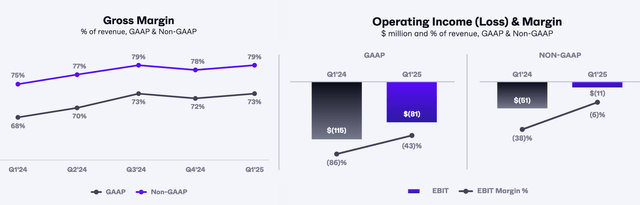 SentinelOne's margin profile per its Q1 FY25 report