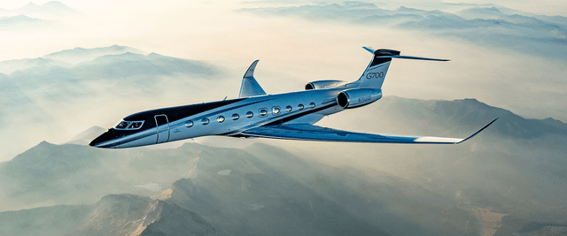 This image shows the G700 business jet.