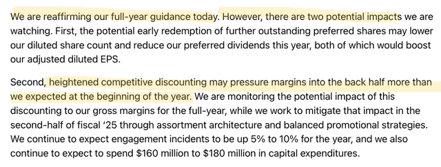 1Q Fiscal Year 2025 Signet earning call transcript