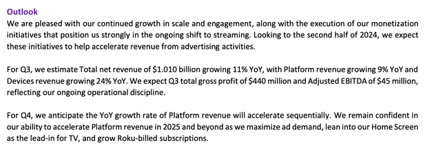 Roku outlook commentary