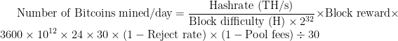 Equation for # of BTC mined