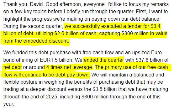 Warner Brothers Discovery Debt Reduction Comments