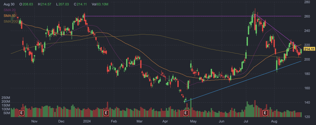 Tesla daily candlestick chart