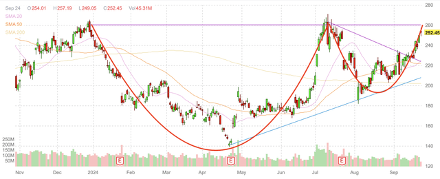 TSLA daily candlestick chart