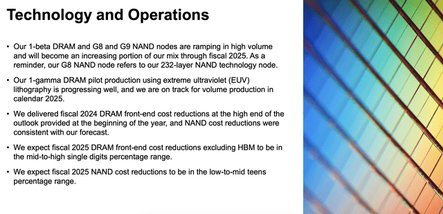 Micron cost expectations FY25