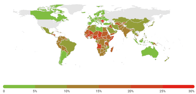 Percentage of deaths caused by pneumonia in children under 5 years of age (2021)