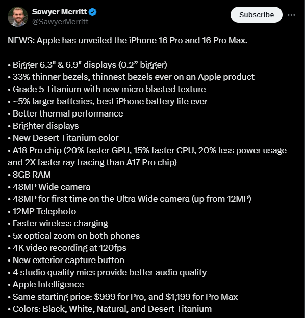 iPhone 16 Pro and Pro Max Details