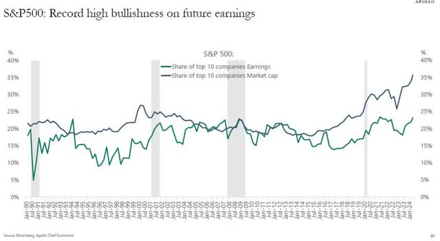 S&P 500 record high bullishness on future earnings