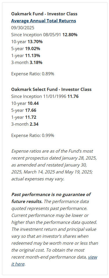 Oakmark Fund - Investor Class Average Annual Total Returns