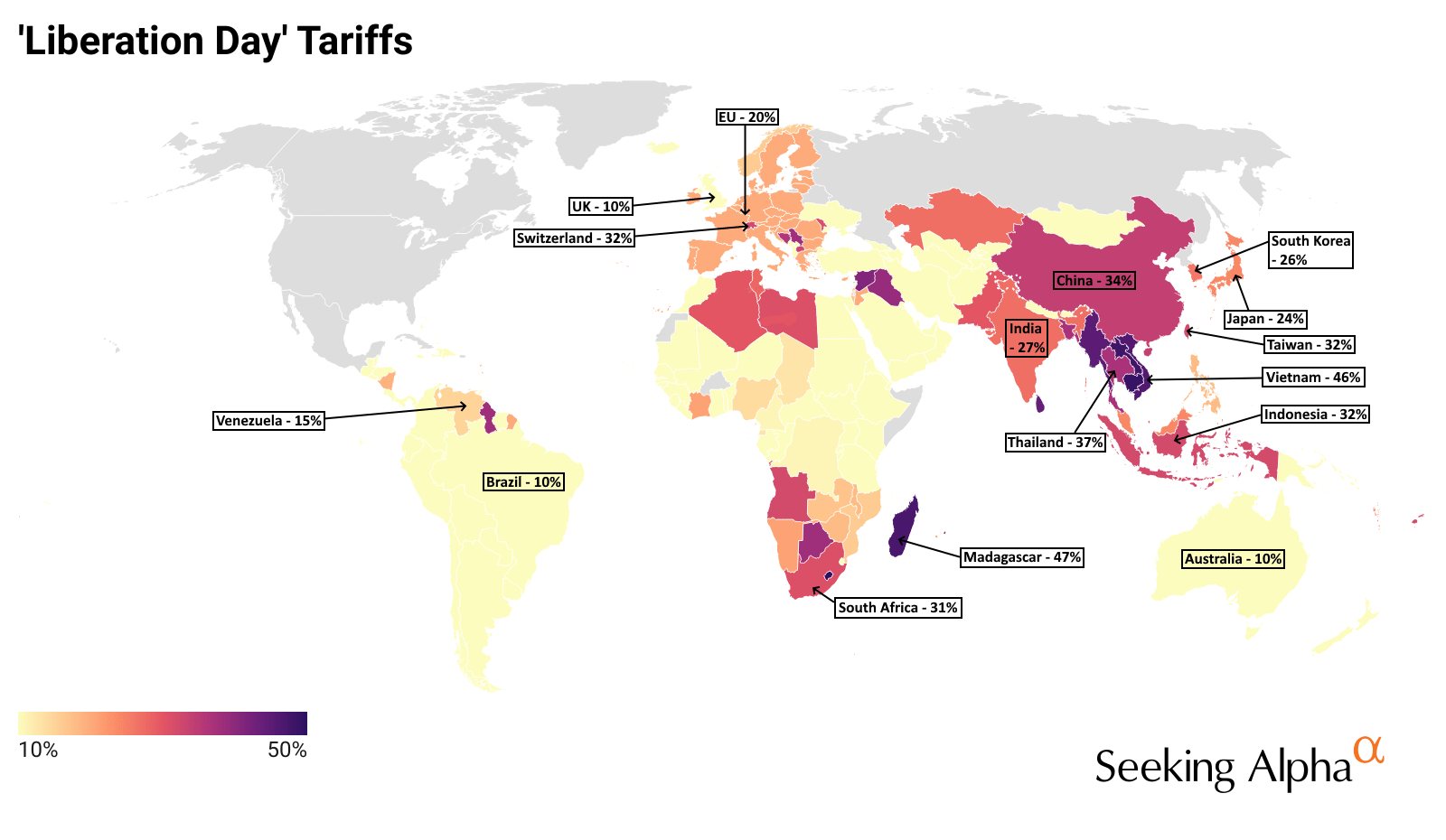 'Liberation Day' tariffs: Tracking rates around the world | Seeking Alpha