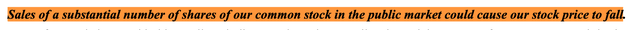 Text and warning from filing