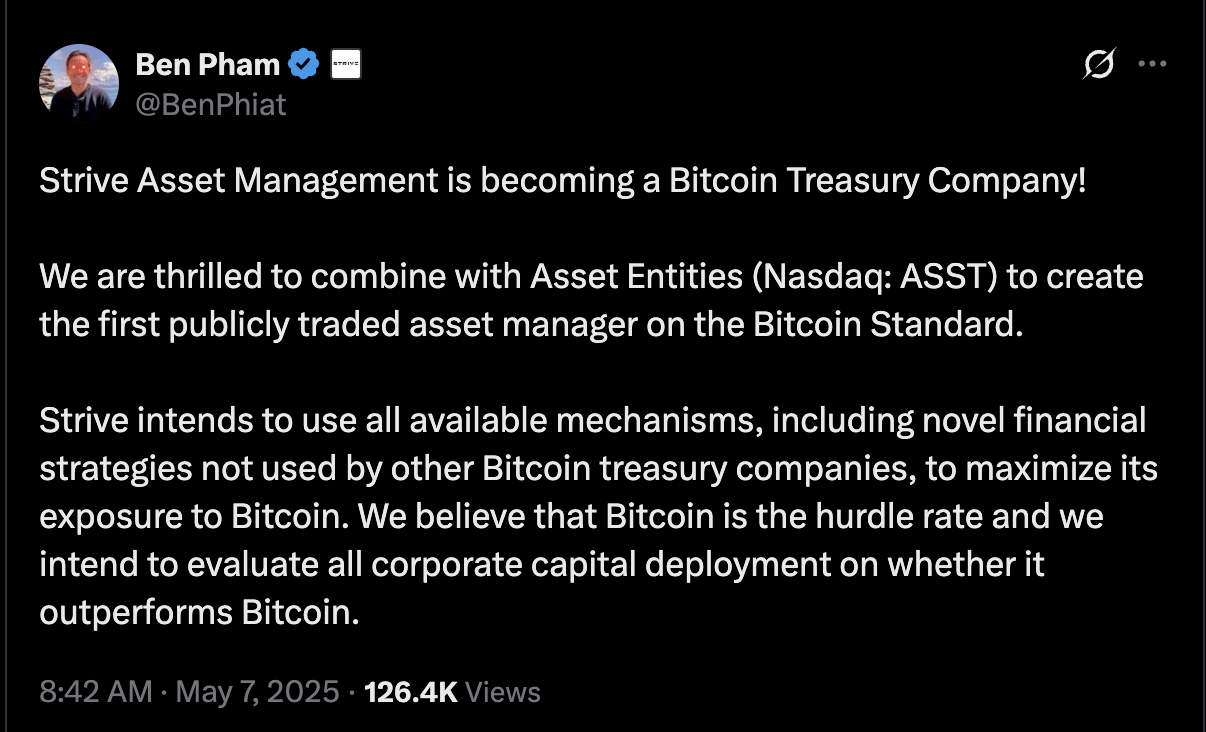 Asset Entities Stock: 1st Public Asset Management Bitcoin Treasury For $8  (NASDAQ:ASST) | Seeking Alpha