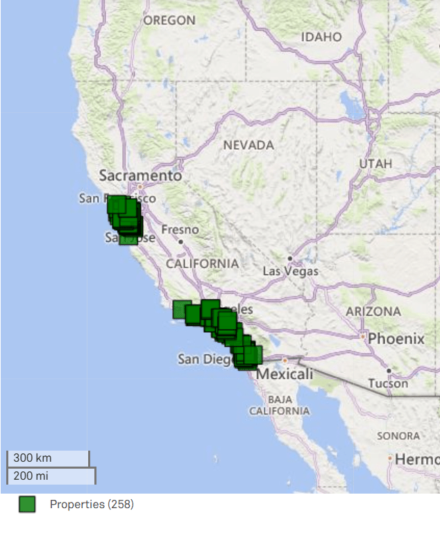 A map of a state with green squares AI-generated content may be incorrect.