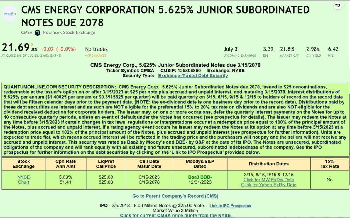 Retire With Long-Term Investment Grade Bonds (Part 7): CMS Energy  Corporation (NYSE:CMS) | Seeking Alpha