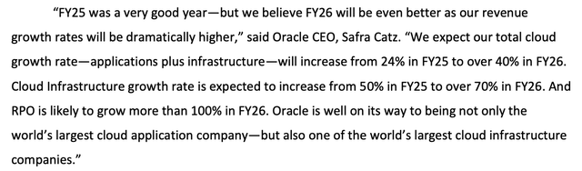 Oracle FY26 expectations