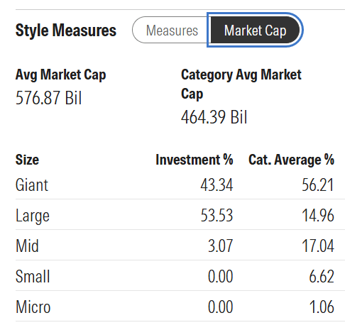 XNTK market capitalization style measures