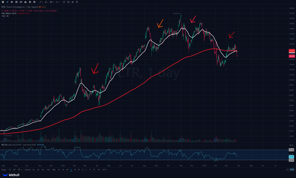 نمودار روزانه PLTR