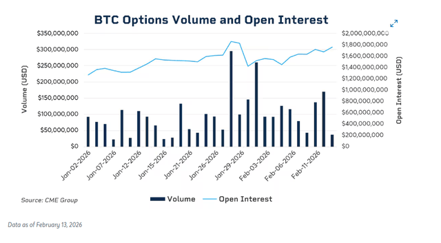 BTC options volume and open interest