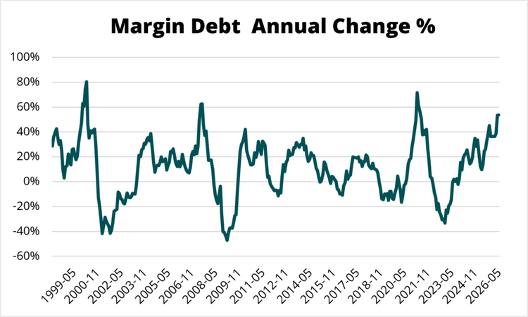margin debt annual change %