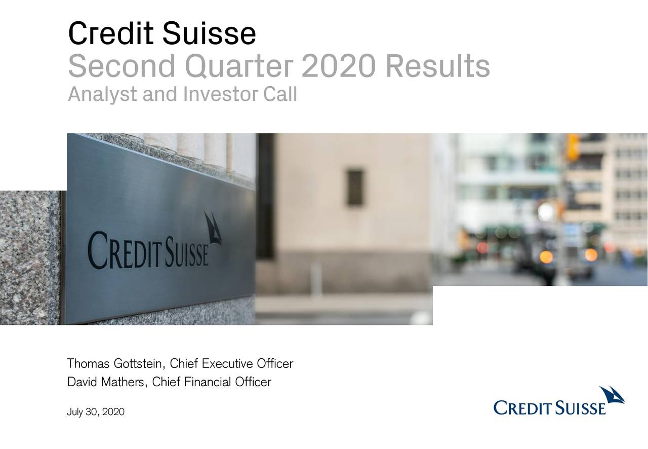 Credit Suisse Group AG 2020 Q2 Results Earnings Call Presentation   1 