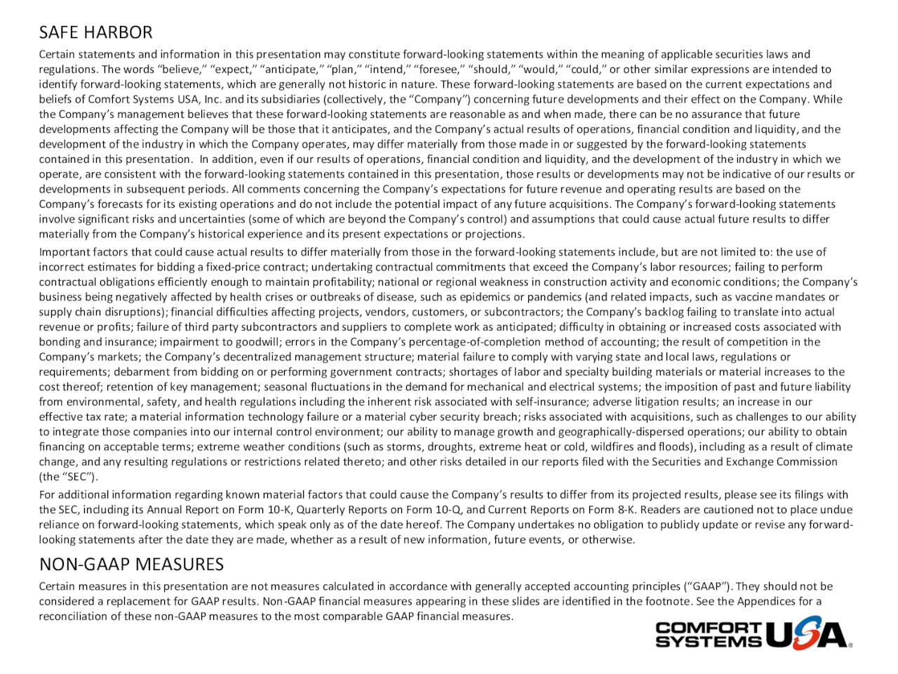 Comfort Systems USA, Inc. 2022 Q1 - Results - Earnings Call