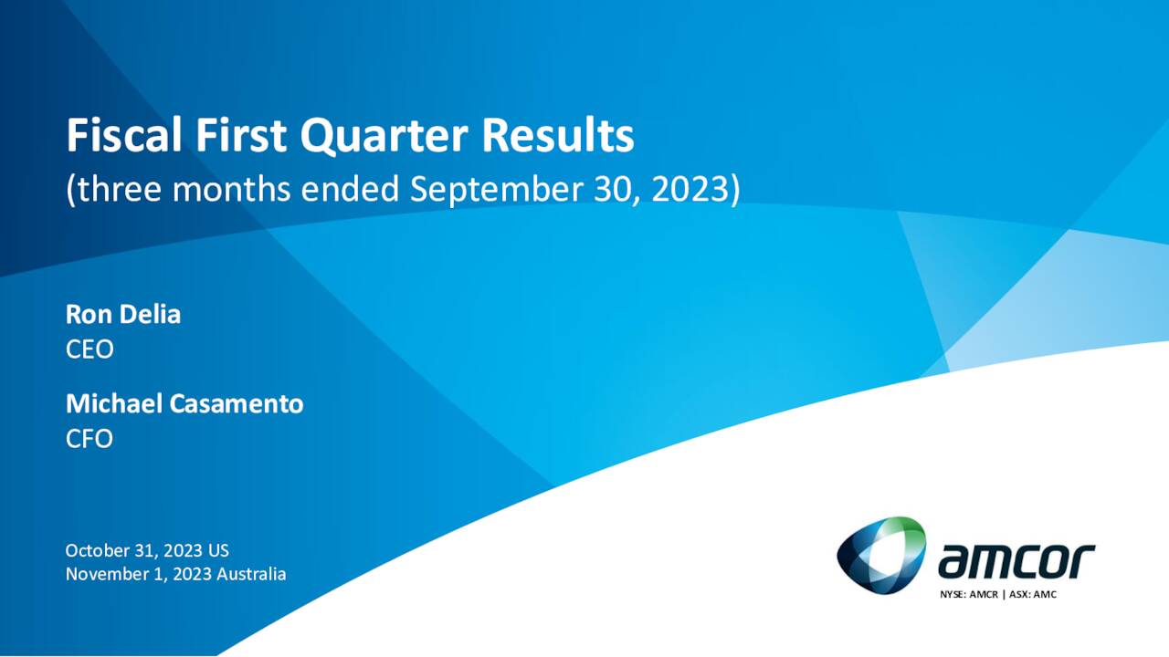 Amcor Plc 2024 Q1 - Results - Earnings Call Presentation (NYSE:AMCR ...