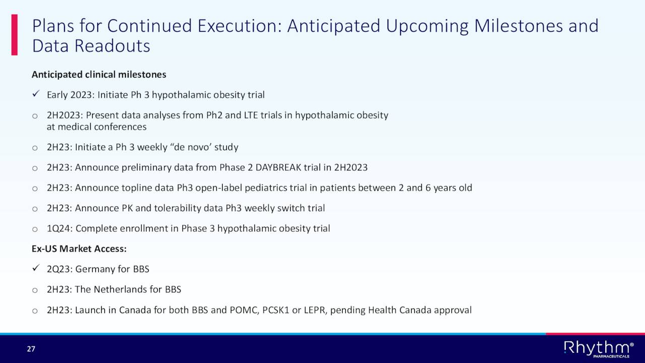 Plans for Continued Execution: Anticipated Upcoming Milestones and