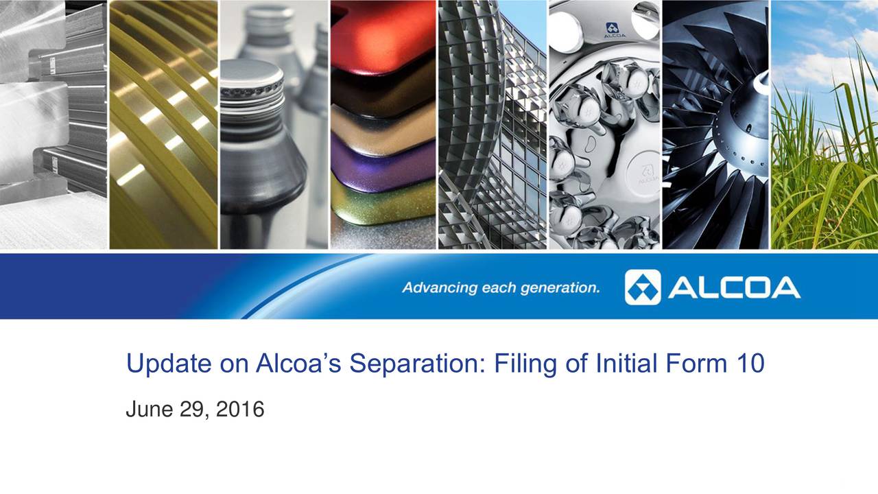 Alcoa, Inc. Update On Separation Slides Alcoa Corporation (NYSEAA
