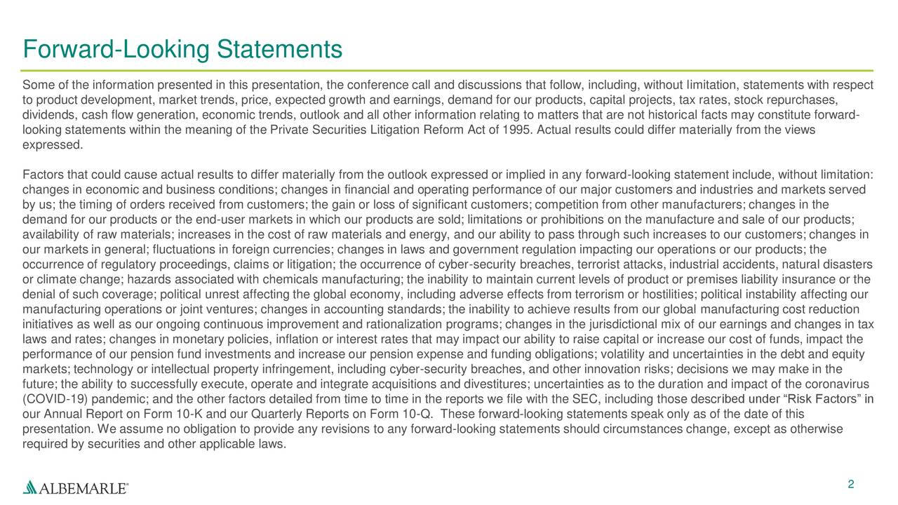 Forward-Looking Statements