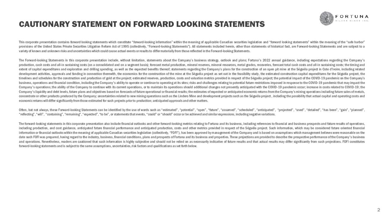 CAUTIONARY STATEMENT ON FORWARD LOOKING STATEMENTS