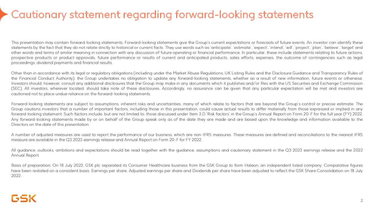 GSK plc 2023 Q3 Results Earnings Call Presentation (NYSEGSK