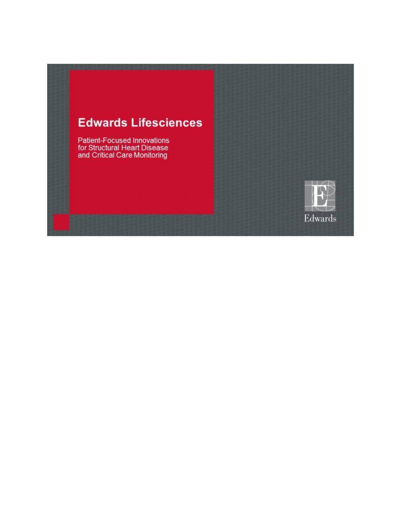Edwards Lifesciences (EW) Investor Presentation Slideshow (NYSEEW