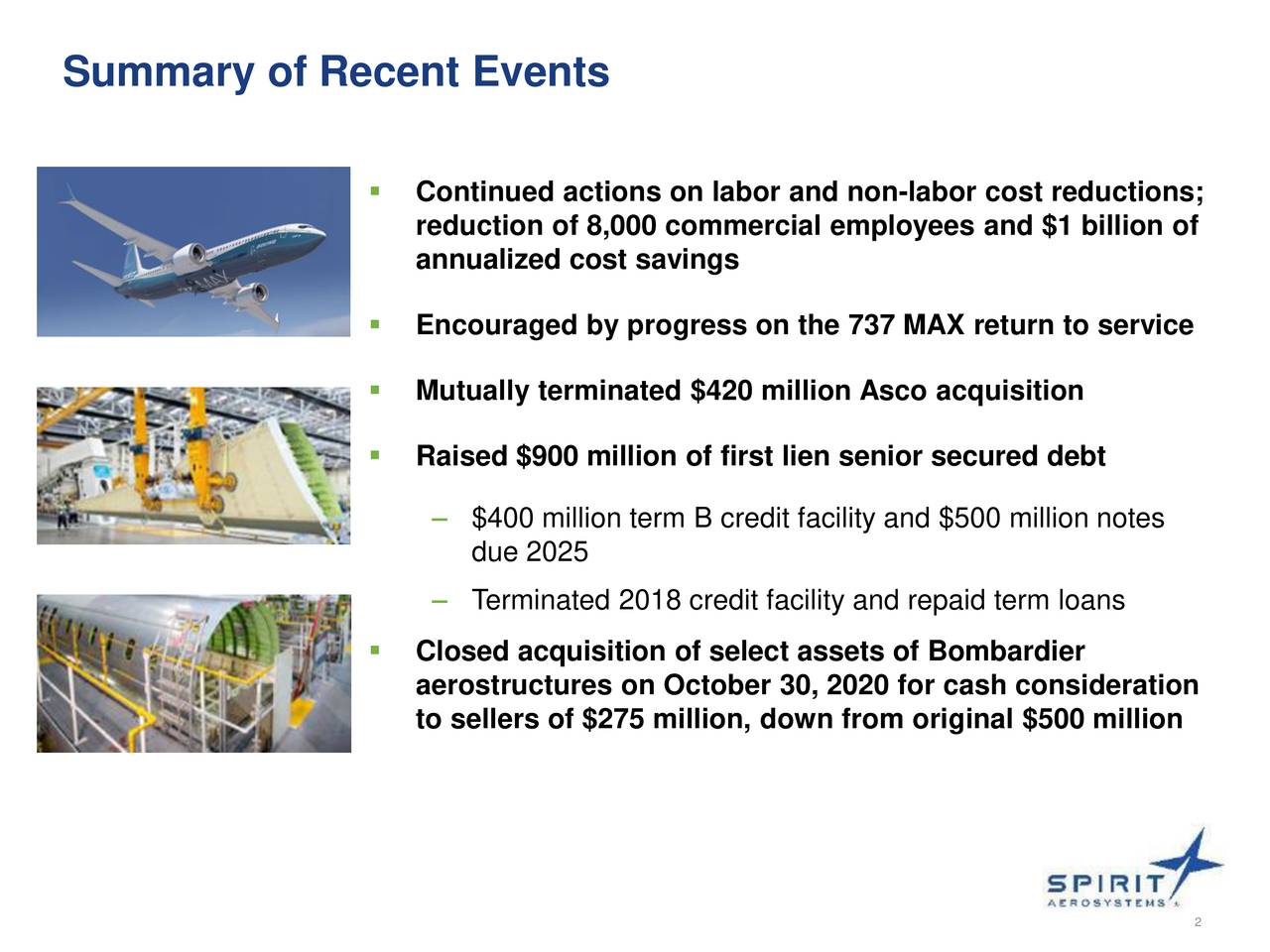 Spirit Aerosystems Holdings Inc 2020 Q3 Results Earnings Call Presentation Nyse Spr