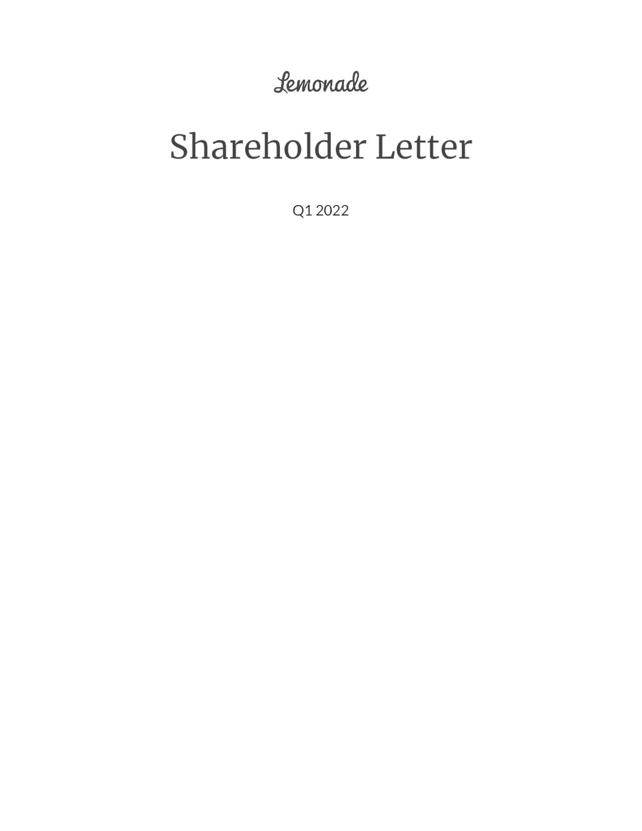 Lemonade, Inc. 2022 Q1 Results Earnings Call Presentation (NYSE