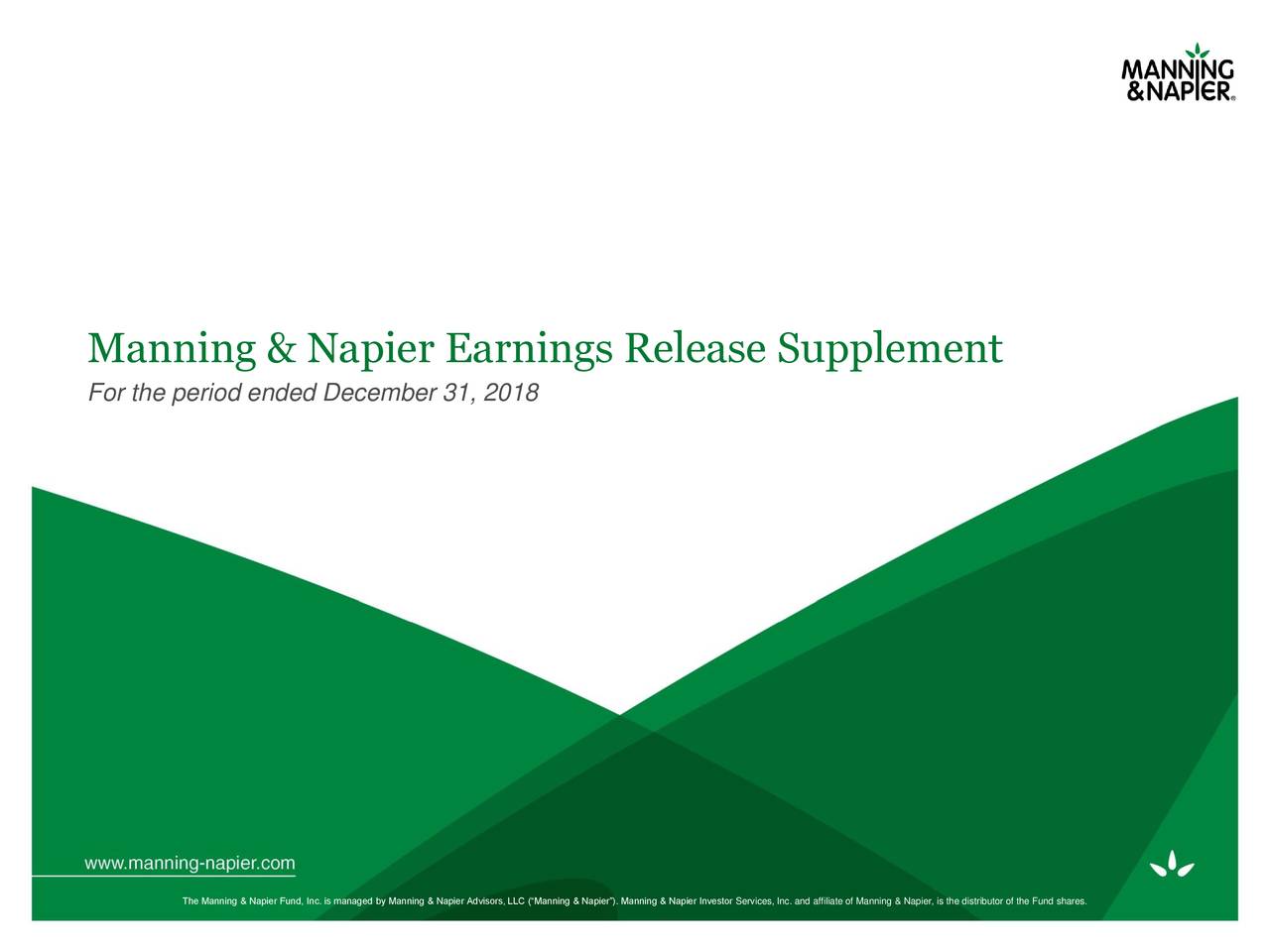 Manning & Napier Earnings Release Supplement