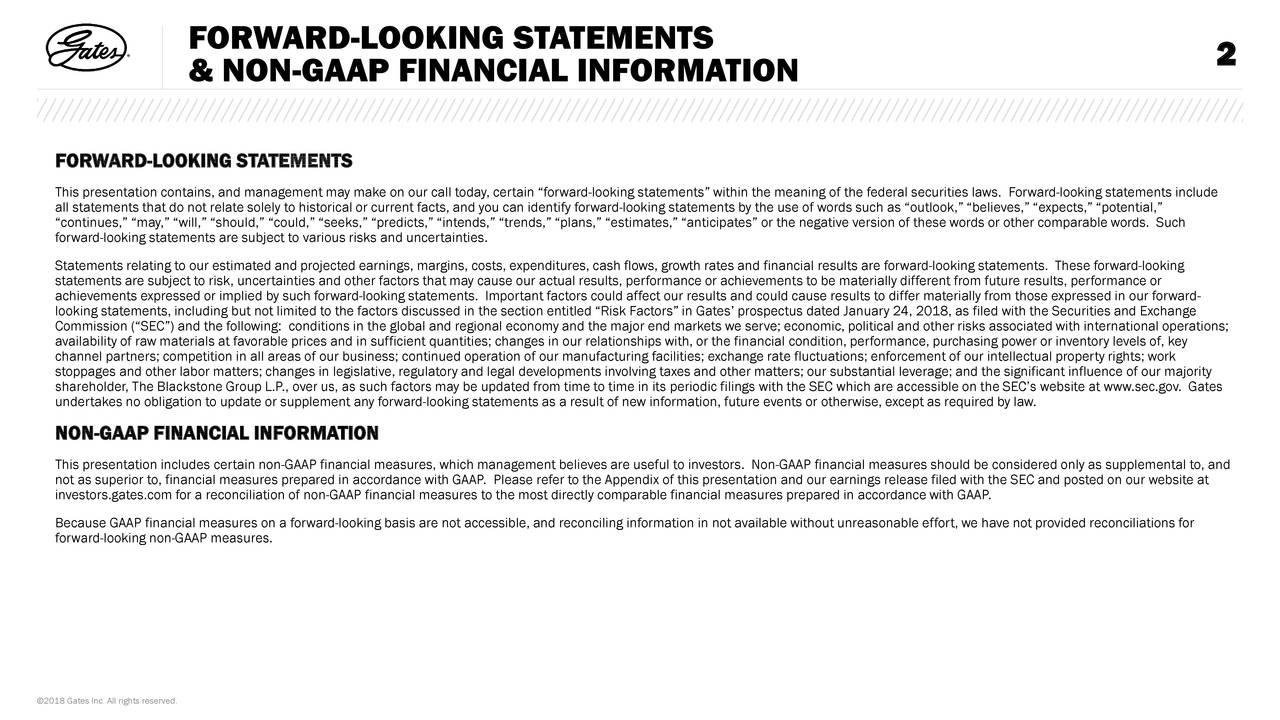 Gates Industrial 2017 Q4 Results Earnings Call Slides (NYSEGTES) Seeking Alpha