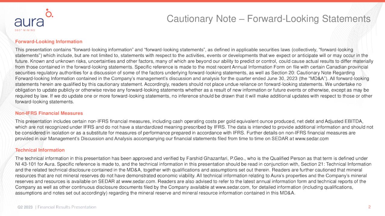 Cautionary Note – Forward-Looking Statements