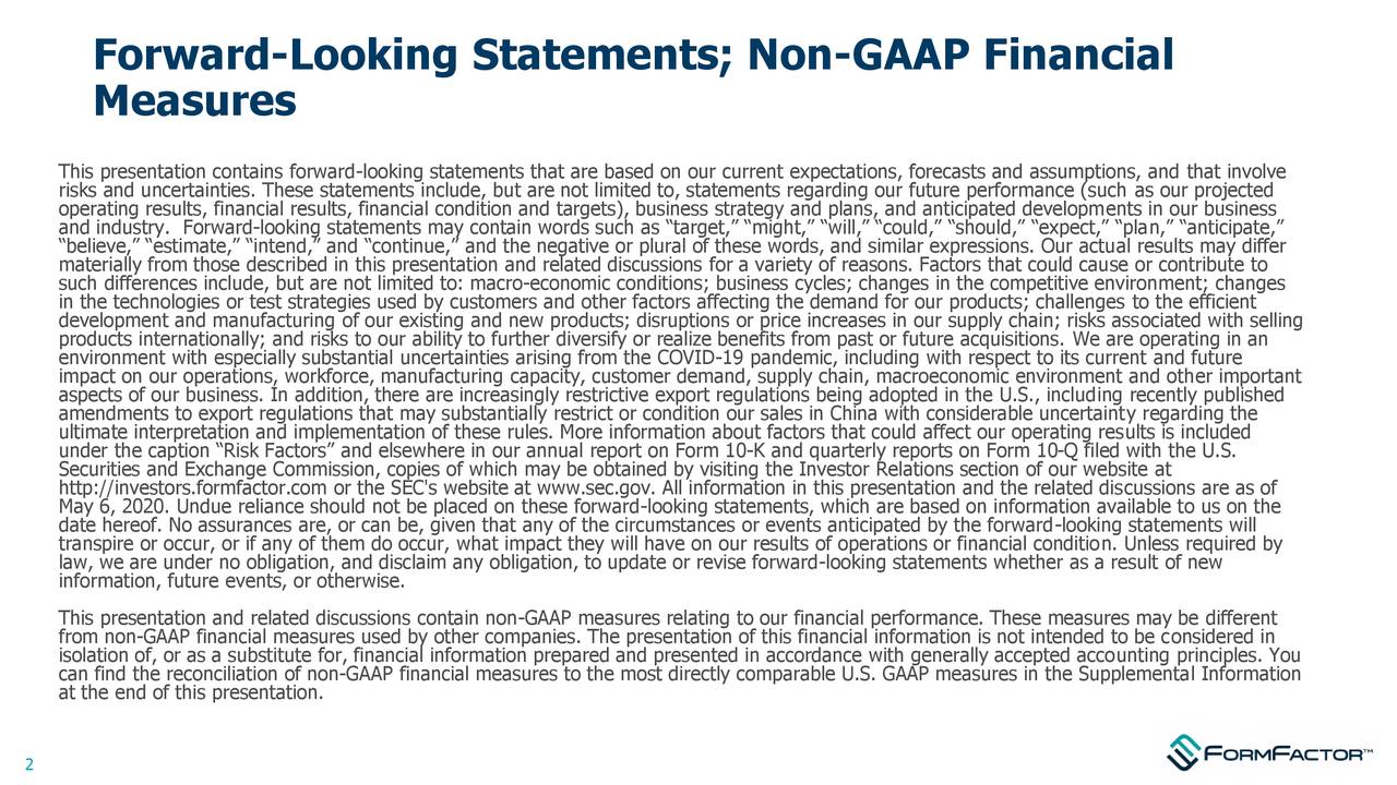 Forward-Looking Statements; Non-GAAP Financial