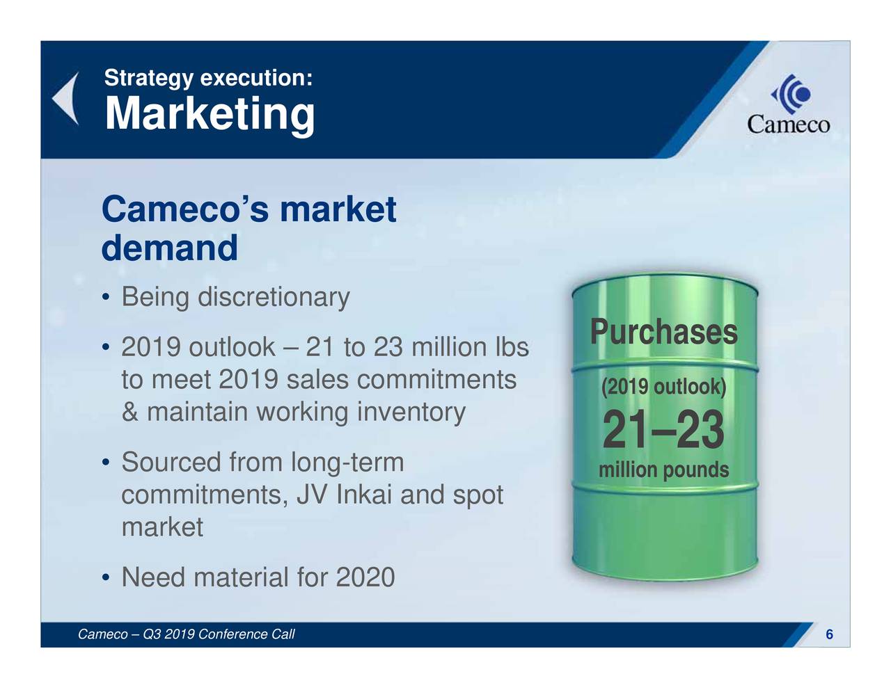 Cameco Corporation 2019 Q3 - Results - Earnings Call Presentation (NYSE ...