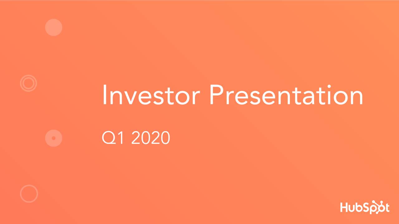 HubSpot, Inc. 2020 Q1 Results Earnings Call Presentation (NYSEHUBS