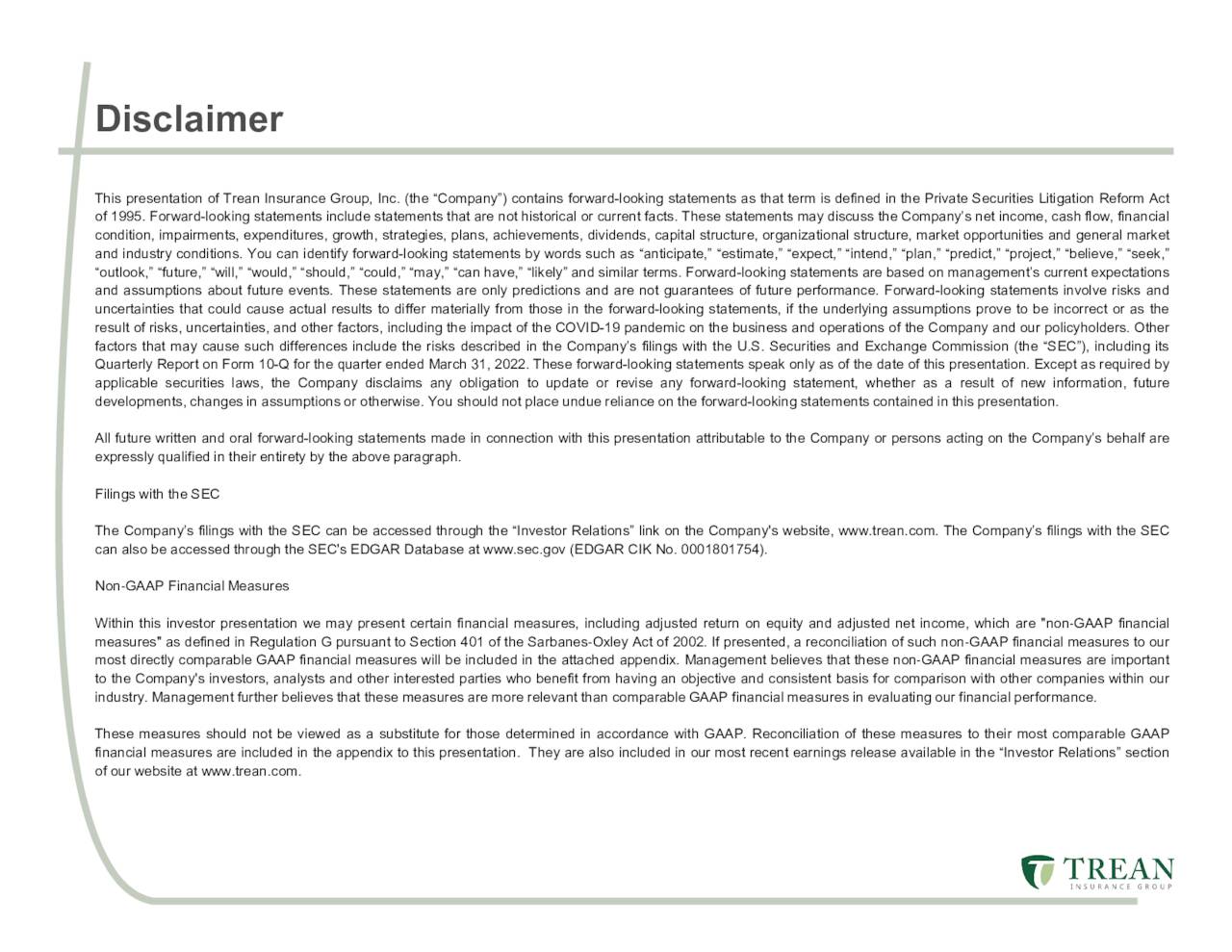 Trean Insurance Group, Inc. 2022 Q2 Results Earnings Call