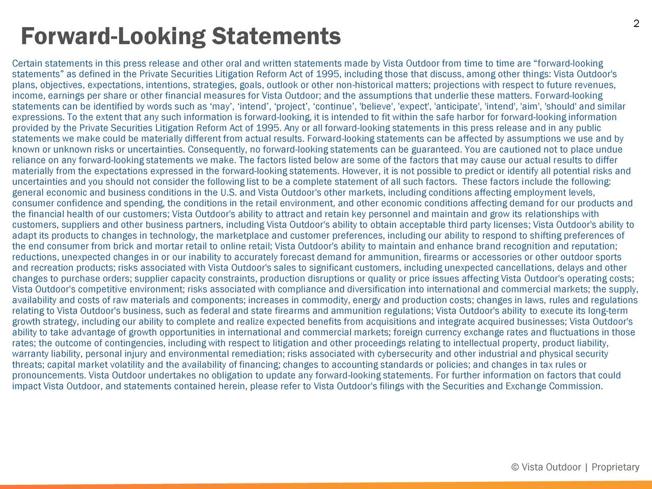 Vista Outdoor 2018 Q3 Results Earnings Call Slides (NYSEVSTO